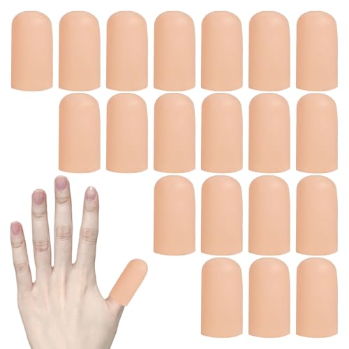 Miiqxx 20Pcs Silicone Finger Protectors,Waterproof Finger Protectors,Finger Cots,Waterproof Thumb Protector for Cracking, Wound,Hand Eczema,Dermatitis,etc.