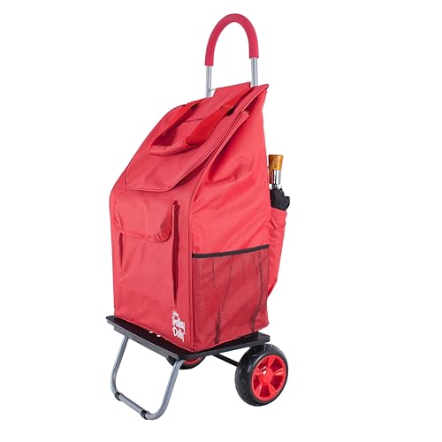 dbest products Bigger Trolley Dolly Cart, Red Shopping Grocery Foldable Cart
