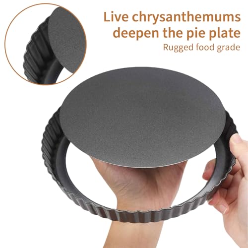 2 Pcs Quiche Tins with Loose Base, 28 cm 11 Inch Non Stick Tart Tin Loose Bottom Quiche Flan Dish Pie Dishes 5.5cm Deep Pan for Baking (Black) - Image 5
