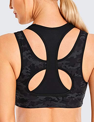 Syrokan Sports Bras For Women High Impact Mesh Full Coverage Racerback Support High Neck Wireless No Bounce Running Bra Camo Multi 6 Small #TOP1