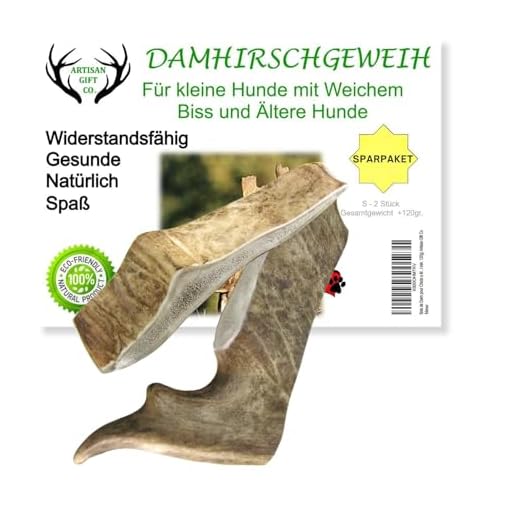 ARTISAN GIFT CO Damhirschgeweih für Welpen, 100% Natürlich – 2 Stück, Gesamtnettogewicht 120 gr. EINWEG