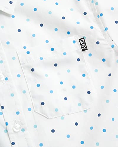 Dkny Boys' Shirt - Classic Fit Short Sleeve Button Down Shirt (Size: S-Xl), Size 10/12, White/Multidots #TOP2