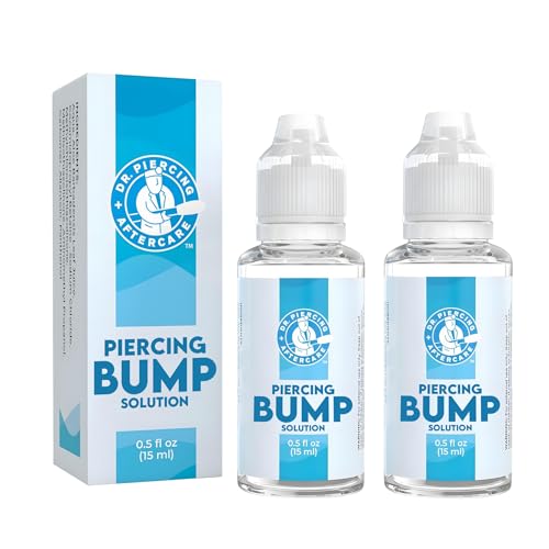DR. PIERCING AFTERCARE Keloid Bump Solution Drops 15mL - Gentle Saline Formula with Provitamin B5 for Bump Care - Nose Ear Belly Lip Aftercare Cleaner (15 mL, 2-Pack)