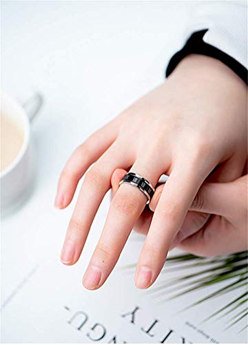 Image of PAURO Unisex Stainless Steel Roman Numerals Spin Worry Ring for Anxiety