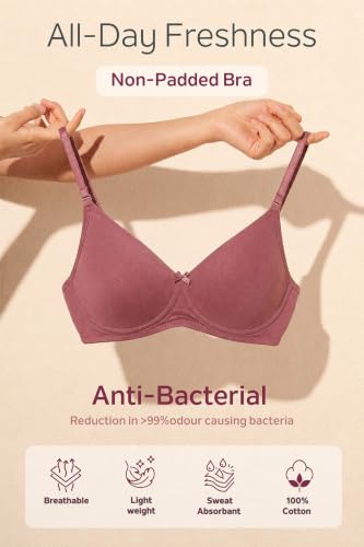 Image of Van Heusen Women's Everyday Cotton Bra|Medium Coverage|Non Padded|Non Wired|Seamless Moulded Cups|Anti Bacterial Tech| Keeps you Fresh|Sweat Absorbent|No Slip Soft Straps|Detachable Straps|Style 11001