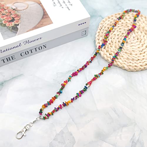 Sopopal Boho Cute Lanyard Beaded Chip Stones Teacher Lanyards For Id Badges And Keys Neck Keychain Cruise Lanyard For Women Girls #TOP2