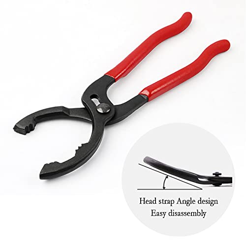 Image of Salior 12'' Oil Filters Removal Specialty Tool Oil Filter Wrench,3-Position Adjustable+15Bent Angle Head Design Oil Filter Pliers For 45-150mm Engine Filters,Conduit,Fittings, Red