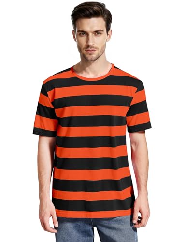 Amazon.com: Zbrandy Black and Orange Striped Shirt Men Wide