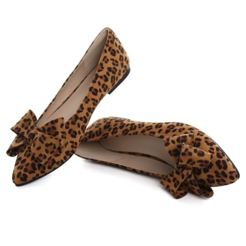 Image of TN TANGNEST Flats Shoes Women Comfort Casual Loafers | Classic Pointed Toe Bowknot Flats Cute Slip On Flats, Wear to Work Travel Walk