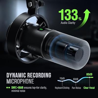 FIFINE Dynamic Microphone with XLR Cable Bundle, XLR/USB Recording Studio PC Mic for Vocal, Voice-Over, Microphone Audio Cable Set Compatible with Mixer, Audio Interface for Streaming (K688+L9)
