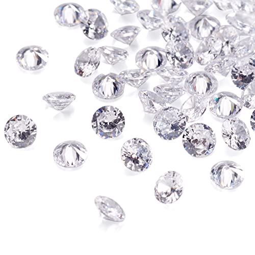 Cheriswelry 50pcs 4mm Crystal Clear Diamond Cubic Zirconia Cabochons Faceted Loose CZ Stones Rhinestone for Jewellery Crafts Making