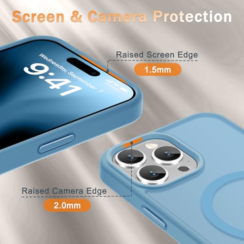 Image of YENAPOON for iPhone 14 Pro Max Case, Matte Magnetic Phone Cover [with 1 Screen Protector] [Support for MagSafe] [Shockproof Military Grade Protection] Translucent Frosted Back, Lavender Purple