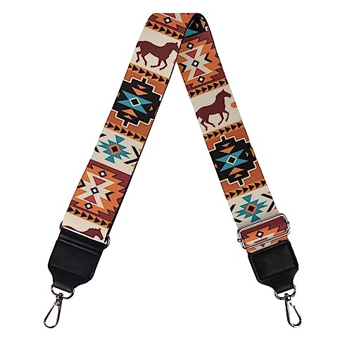 Image of Wide Bag Straps Replacement Crossbody Aztec Horse Guitar Straps for Handbags /Purses /Messenger /Duffel Bags Backpack Straps Replacement Adjustable Length from 30 inch to 50.3 inch