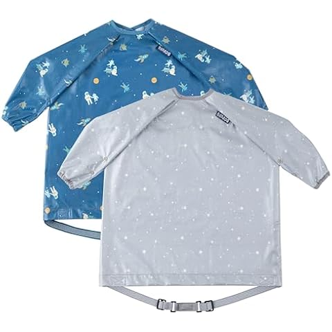 BIBaDO - Long Sleeve Baby Bibs - Babies & Toddlers 6-36 Months - Coverall Baby Led Weaning Bib - Easy Wipe, Soft & Waterproof Cover