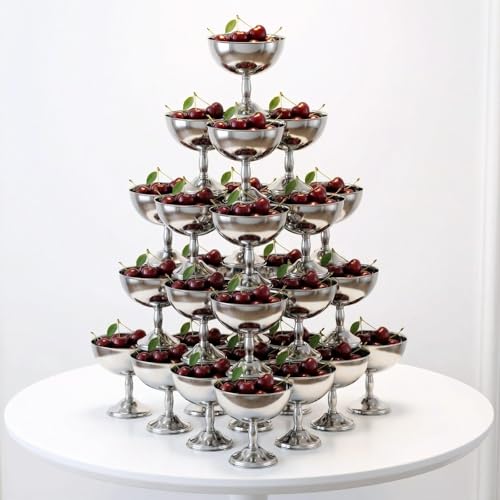Yiyiring 30 Pcs Stainless Steel Ice Cream Bowls for Dessert Silver 7.7 oz