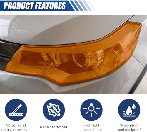 Image of WALLMATE Headlight Taillight Film Self Adhesive Smoke Film Fog Light Film Vinyl Tint Wrap Film Car&Bike Protection Film Sheet Sticker (Orange Smoke, 24x60 Inch)
