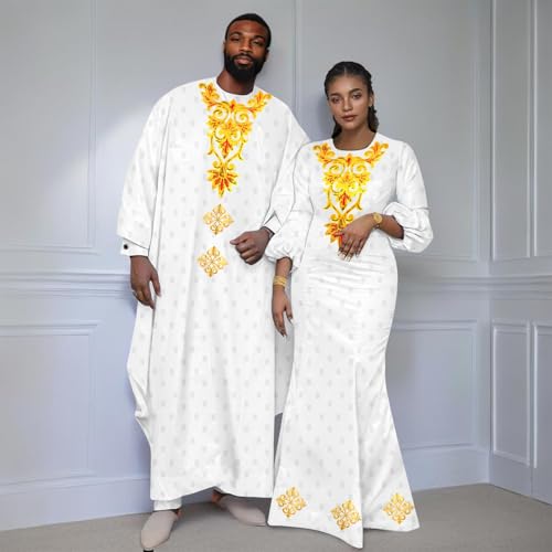 African Appliques Dresses for Women Matching Couple Clothes Men Suits 3 Pieces Agbada Dashiki Outfits2