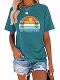 TAKEYAL Sunshine T-Shirt Women Beach Coconut Trees Graphic Shirt Loose Casual Summer Junior Tops Boyfriend Graphic Tees (Green, XS)