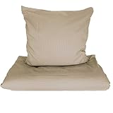 Mikrofaser Seersucker Bettwäsche Uni 135x200 80x80 beige Set 2tlg