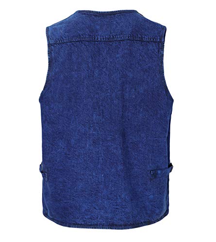 KTWOLEN Homme Classique Décontractée Extérieur Veste Denim Gilet de Travail Multi Poches en Jean Veste sans Manche Veste de Blouson - Image 4