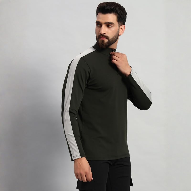 Image of ATICX Polyester Full Sleeve Compression High Turtle Neck Sports Jersey T Shirt for Men - Quick Dry Fit Gym Workout Top for Running, Swimming, Training, Cycling, Football, Badminton