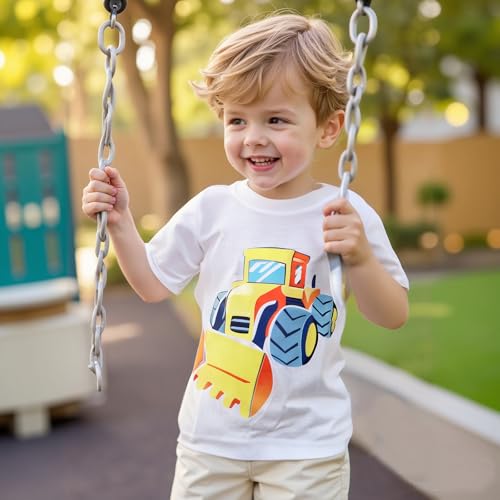 Image of DEEKEY Toddler Boys Shirts Short-Sleeve Little Kids t Shirts Boys' Tops, Tees & Shirts Graphic TEE Age for 2-7 Years 4-Pack