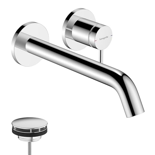 hansgrohe Tecturis S - Waschtischarmatur Unterputz für Wandmontage, Wasserhahn Bad mit Auslauf Länge 22,5cm, Mischbatterie Waschbecken wassersparend (EcoSmart+), Chrom