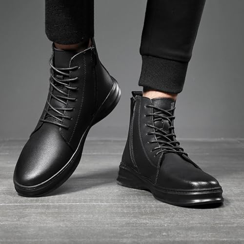 Men's Genuine Leather Ankle Boots Fashion Round Toe Lace Up Side Zipper High-Top Dress Oxfords Shoes Casual Comfort Non-slip Business Work Formal Chukka Boots4