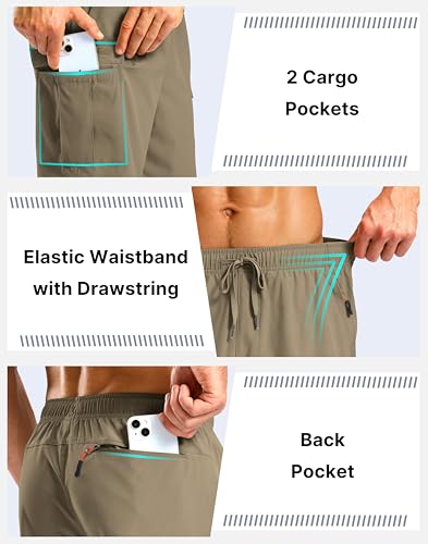 Image of Pudolla Men's Hiking Cargo Shorts with 5 Pockets Lightweight Casual Shorts