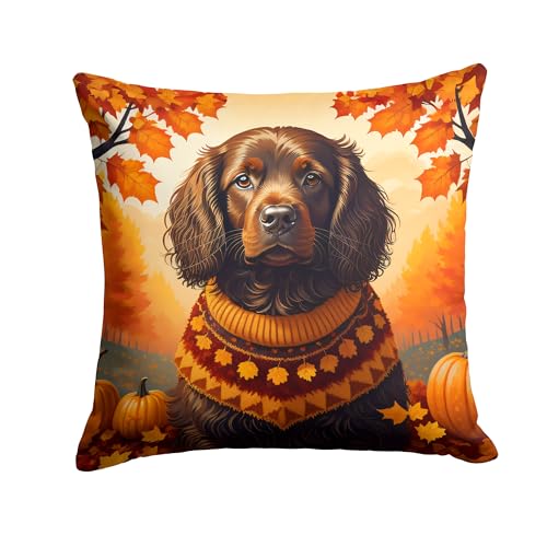 Caroline's Treasures DAC1027PW1818 Boykin Spaniel Fall Fabric Decorative Pillow Machine Washable, Indoor Outdoor Decorative Pillow for Couch, Bed or Patio, 18Hx18W