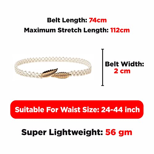 Image of REDHORNS Rhinestone Elastic Waist Belt for Women Dresses Beaded Design Stretchy Slim Waistband, Belly Chain Kamarband for Ladies Saree - Free Size