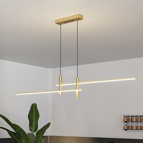 Candelabro LED moderno, Lámpara colgante moderna LED, Simplicity 39.4 "Lineal LED Colgante Luz 26W Regulable Lámpara Lineal Iluminación Metal