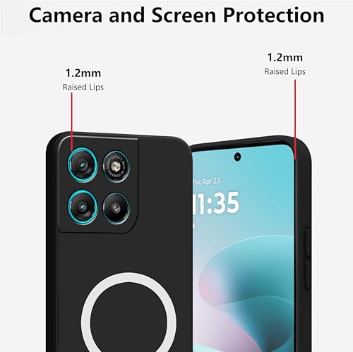 Image of SBMS Silicone Back Cover Case for Motorola G67 power /G57 Power | Soft Micro-Fibre Lining Inside | Magsafe Print On Back Side Camera Protection Bump | Shockproof G67 Power (Magsafe Print Big Black)