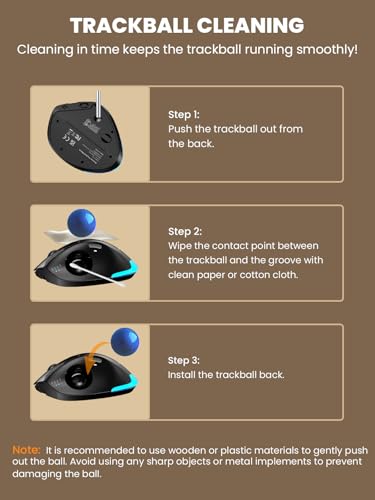 Image of MAM1 Pro Wireless Trackball Mouse, Ergonomic Bluetooth Rechargeable Computer Mouse, Backlit Rollerball Thumb mice with 5 Level DPI, Adjustable Angle, 3 Devices Connection for PC, Windows - Blue Ball