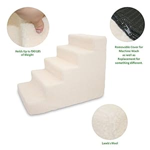 Best Pet Supplies Dog Stairs for Small Dogs & Cats, Foam Pet Steps Portable Ramp for Couch Sofa and High Bed Non-Slip Balanced Indoor Step Support, Paw Safe No Assembly - Lambswool, 5-Step Best Pet Supplies Dog Stairs for Small Dogs Cats Foam Pet Steps Portable Ramp for Couch Sofa and High Bed Non Slip Balanced Indoor Step Support Paw Safe No Assembly Lambswool 5 Step