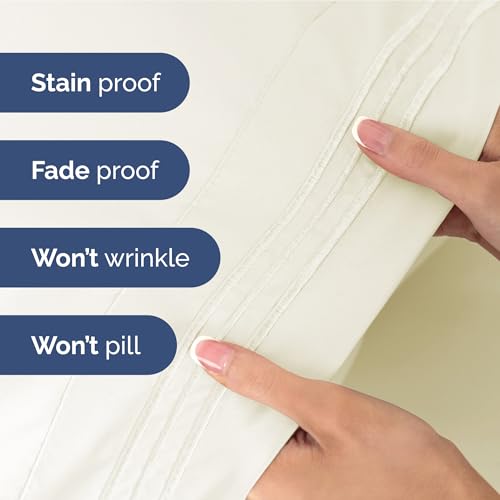 Image of Twin XL Size 3 Piece Sheet Set - Ultra Soft & Cooling Bed Sheets - Ivory