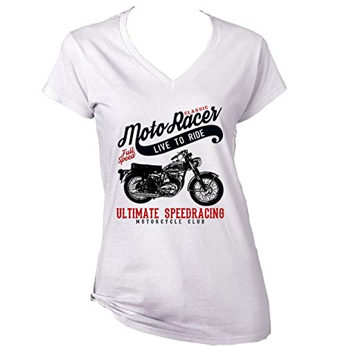 Teesandengines Women's BSA Lighting Rocket Classic Moto Racer Ultimate Speed Racing White T-Shirt Size XXLarge