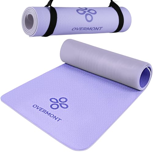 Overmont TPE Yoga Mat 1/3″ Extra Thick Exercise Mat Non-Slip Workout Mat High Density Anti-Tear Pilates Mat for Stretching Fitness Home Gym, 72″x24″