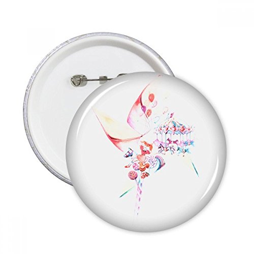 Lollipop aquarelle ronde pins badge original - Cadeau créatif pour vêtements 5pcs