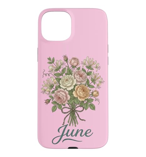 June Birth Flower Rose & Honeysuckle Floral Birthday �X�}�z�P�[�X iPhone 15 Plus �p