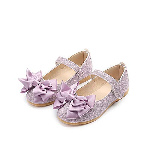 Eava Chan Girl's Mary Jane Rhinestone Buckle Strap Ballerina Flat (Toddler/Little/Big Girl) Purple