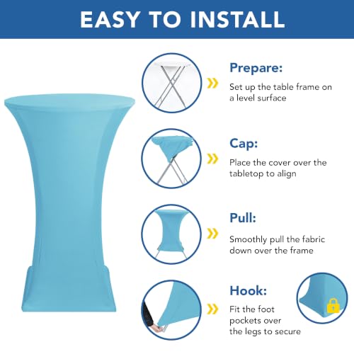 Enjoyidea Cocktail Table Covers-Spandex Round High Top Table Cloths 6 Pack 32x43 Inch-Light Blue Stretch Fitted Bar Tall Tablecloth for Pub Bistro Highboy Party Banquet Height Folding Satnding Tables by Enjoyidea - Used condition - Image 5
