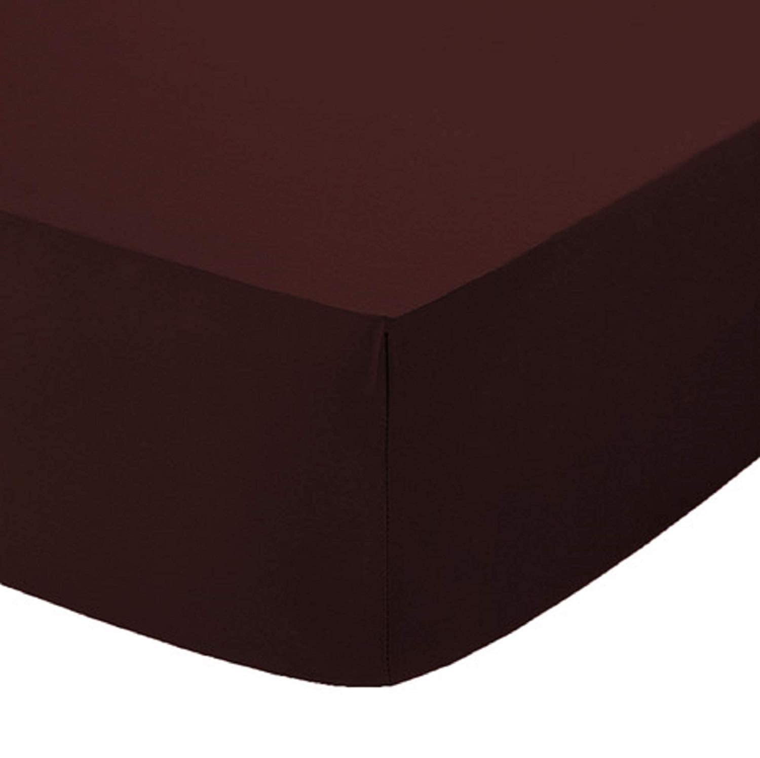 British Home Bedding - Plain Polycotton Percale Fitted Bed Sheets - Shrinkage and Fade resistant with a soft luxurious finish (Brown, Super King)