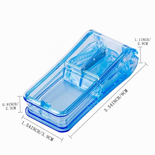 Foto von Tablettenteiler für Kleine und Große Tabletten, Pillenteiler mit Aufbewahrungsfach für Pillen in ein Halbes Viertel Schneiden(Blau)