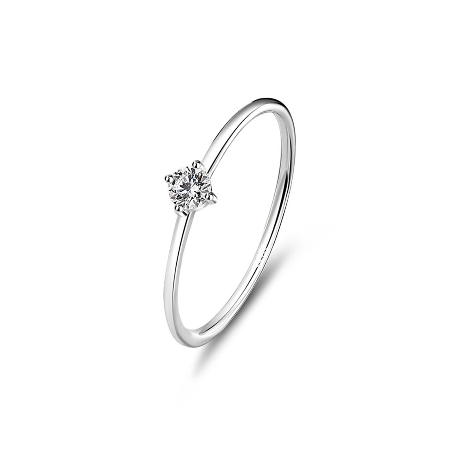 Anillo de compromiso de oro blanco de 9 K/14 K/18 K/Platino 950 para novia, anillo de compromiso 3 x 3 mm diamante blanco 0,16 ct