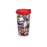 Tervis Avengers Horizon Wrap Tumbler with Red Lid, 16-Ounce, Marvel