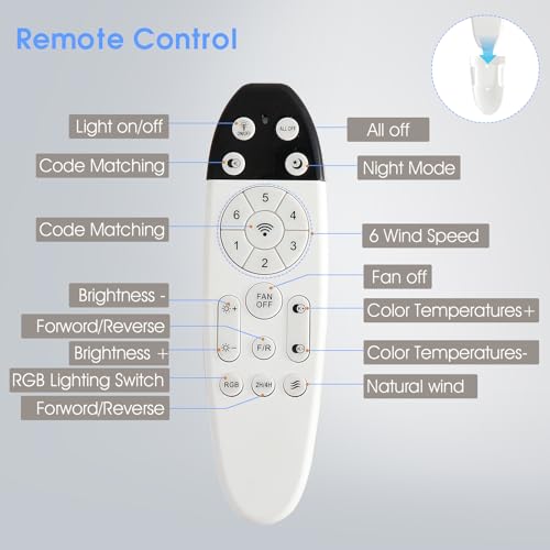 Kviflon 52" Ceiling Fans with RGB Lights, Low Profile Ceiling Fan with Light and Remote/APP Control, Flush Mount Ceiling Fan with 6 Reversible Fan Blades, RGB+3CCT, Dimmable for Kidsroom, Black by Kviflon - Image 6