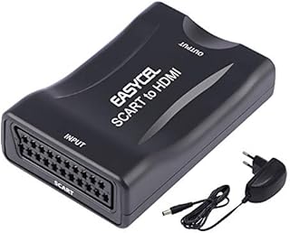 EASYCEL Scart to HDMI Adaptor with Power Plug, Scart to HDMI Converter, Scart In HDMI Out Converter Adapter