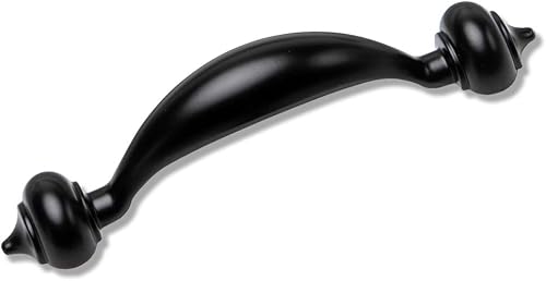 Vista 10 de Paquete de 10 pomos planos negros tradicionales curvados para gabinete de cocina, manijas para puerta de armario de cocina, cajón de tocador