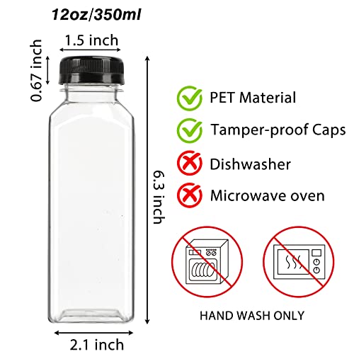 Moretoes 40pcs 12oz Empty Plastic Juice Bottles with Caps, Bulk Clear Beverage Containers for Juicing Drinking Milkshake Tea and Other Beverages - Thumbnail 2